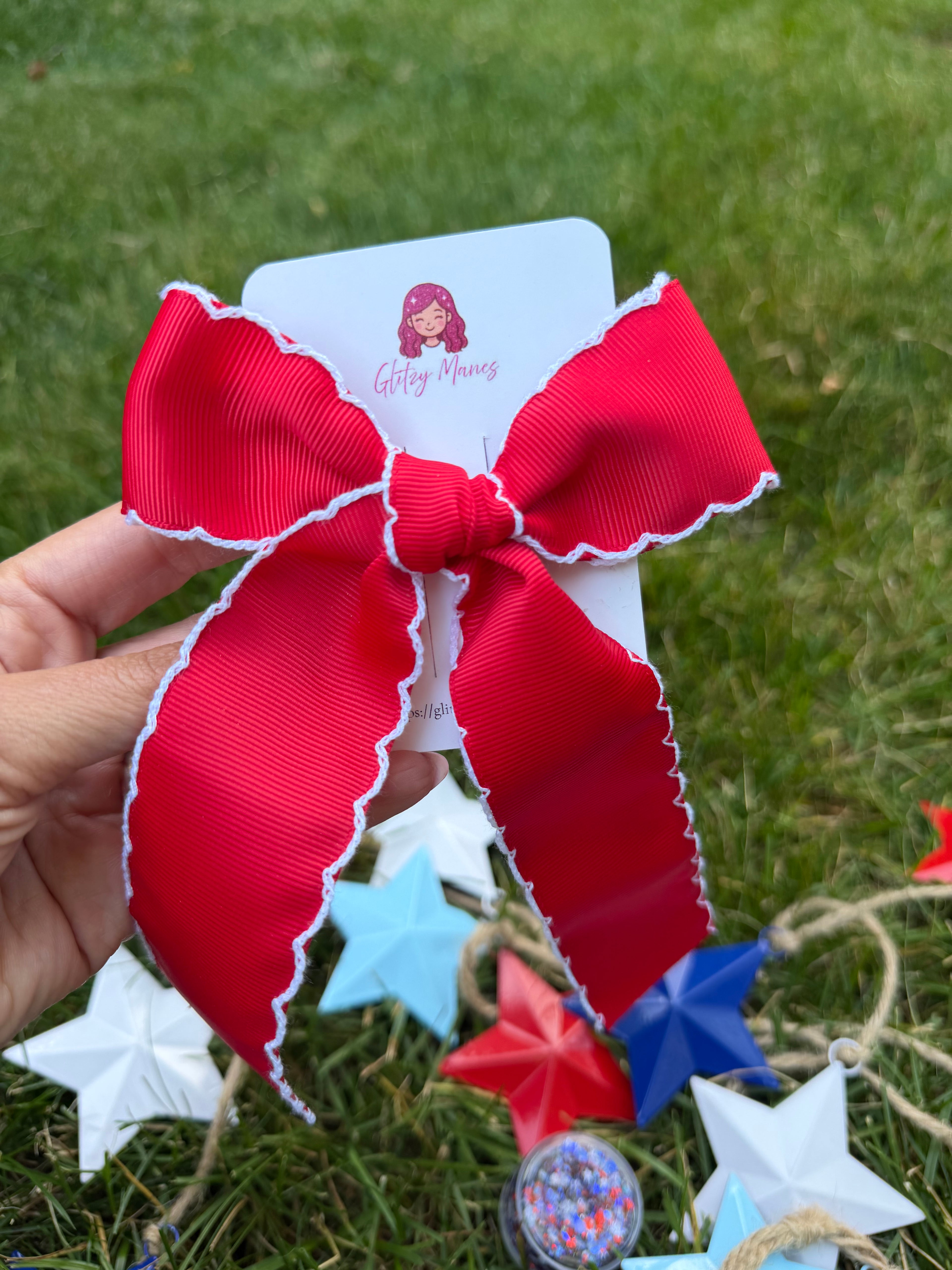 Red Americana Hair Bow